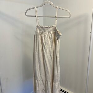 a.n.a Cream Sundress with Ruched Tie Front and Spaghetti Straps